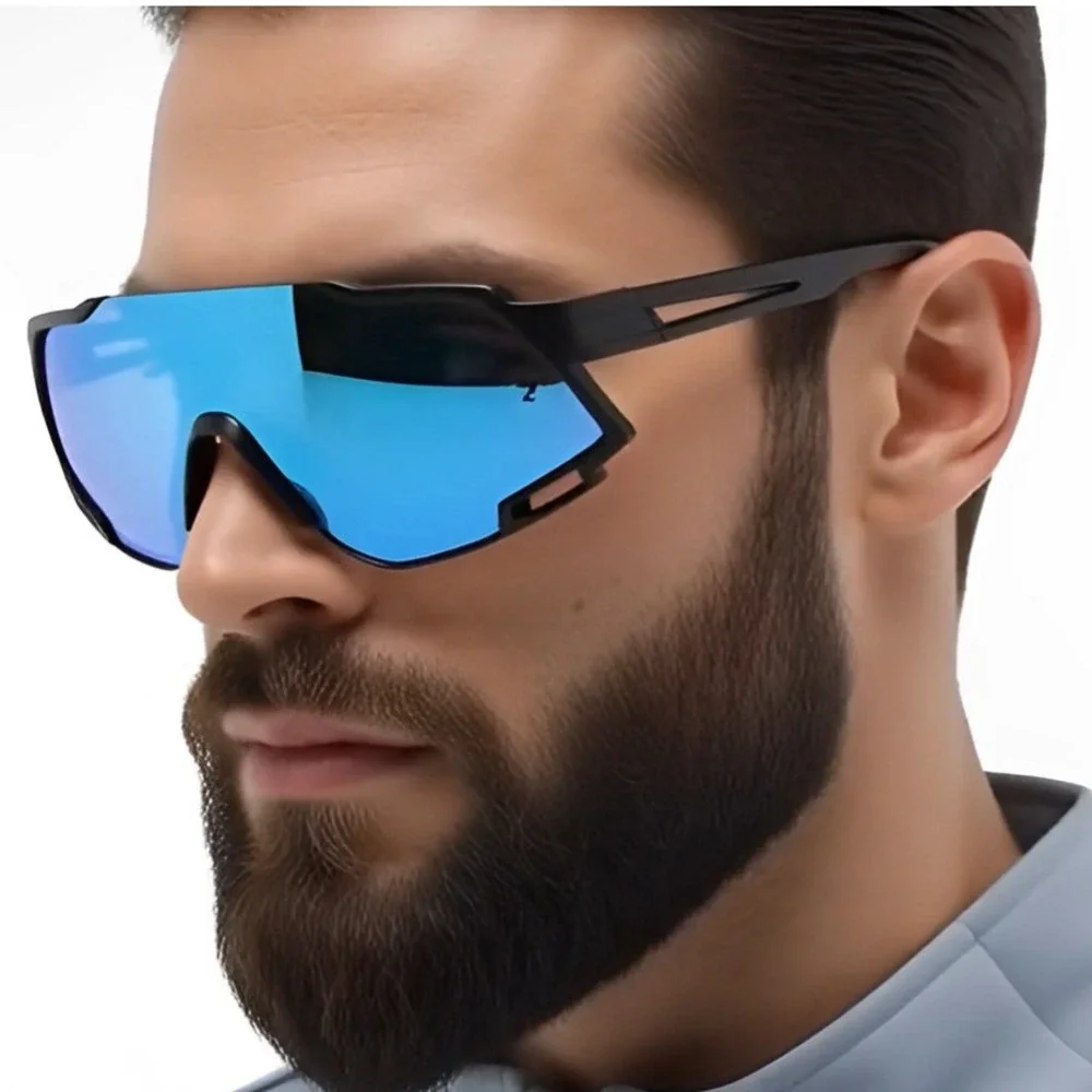 Men Sports Sunglasses Blue Mirror Lens‎ Outdoor Driving Golfing Fishing Shades